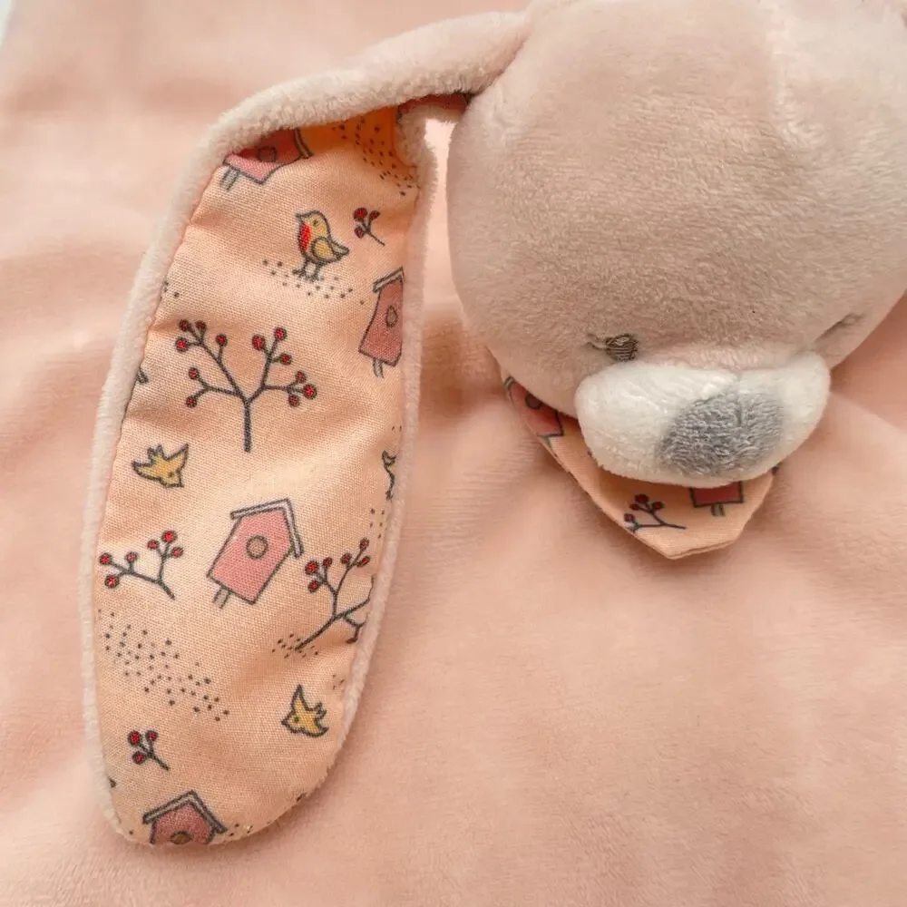 Bout'Chou Pink Puppy Dog My Little Bird Hankerchief Lovey Finger Puppet Blanket